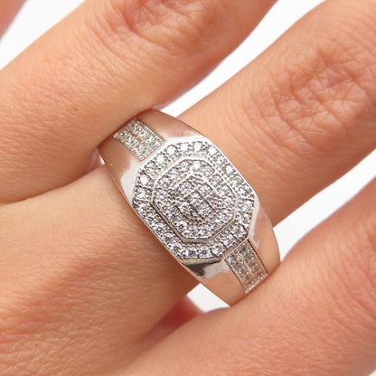 925 Sterling Silver Pave C Z Ring Size 13.5