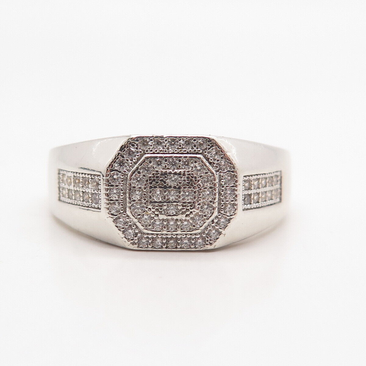 925 Sterling Silver Pave C Z Ring Size 13.5