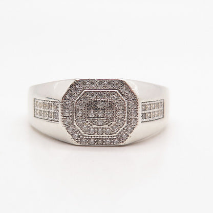 925 Sterling Silver Pave C Z Ring Size 13.5