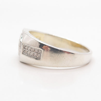 925 Sterling Silver Pave C Z Ring Size 13.5