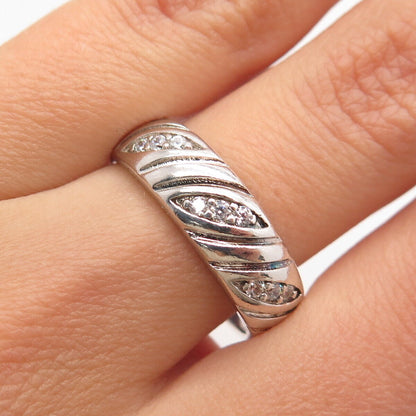 925 Sterling Silver C Z Etched Ring Size 9.25