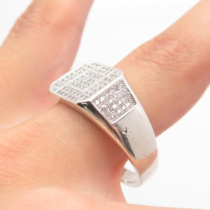 925 Sterling Silver Pave C Z Ring Size 13.25