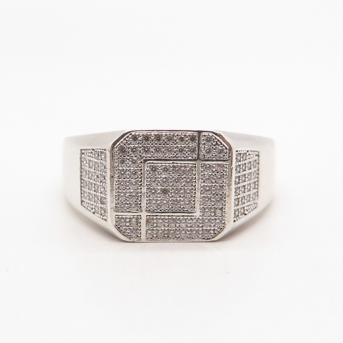 925 Sterling Silver Pave C Z Ring Size 13.25
