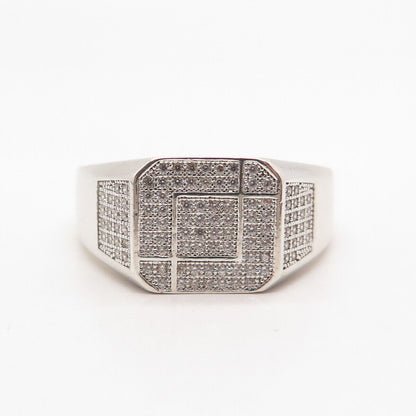 925 Sterling Silver Pave C Z Ring Size 13.25