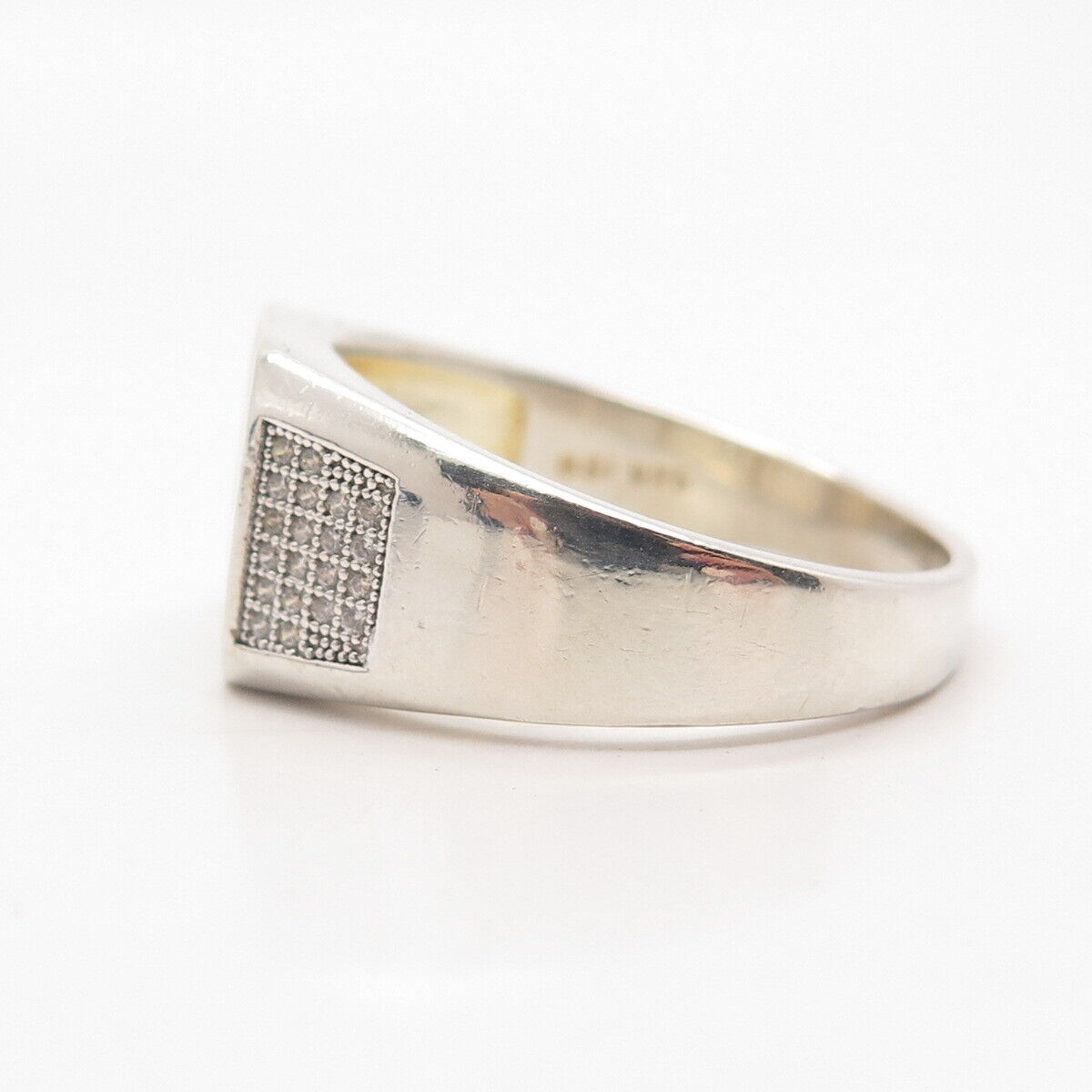 925 Sterling Silver Pave C Z Ring Size 13.25