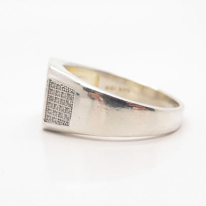 925 Sterling Silver Pave C Z Ring Size 13.25