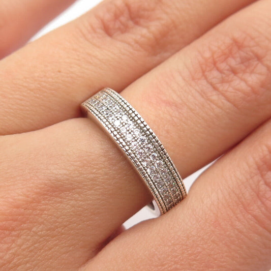 925 Sterling Silver Pave C Z Ring Size 6