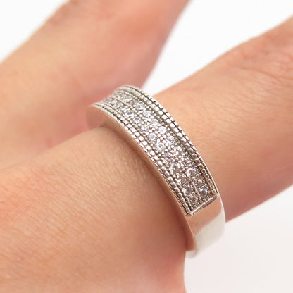 925 Sterling Silver Pave C Z Ring Size 6