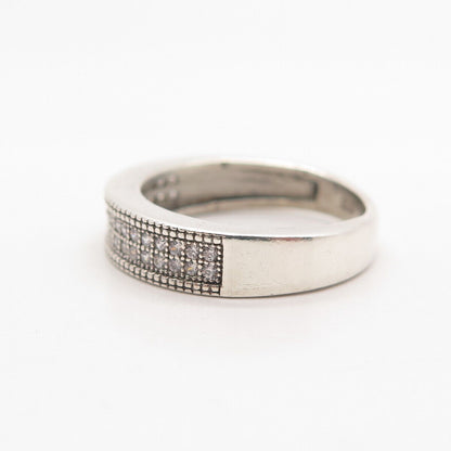 925 Sterling Silver Pave C Z Ring Size 6