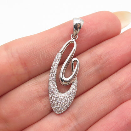 S925 Sterling Silver C Z Twisted Abstract Pendant