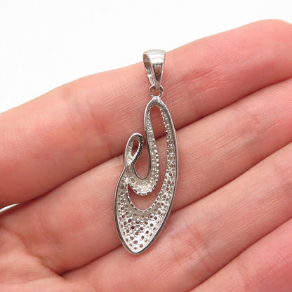 S925 Sterling Silver C Z Twisted Abstract Pendant