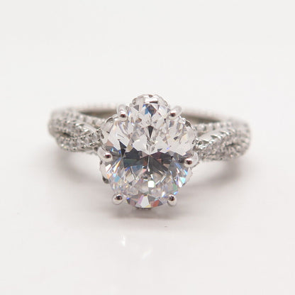 925 Sterling Silver Oval-Cut C Z Ring Size 7.25