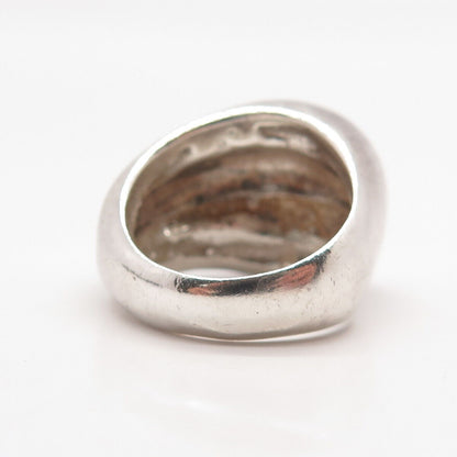 925 Sterling Silver Vintage Modernist Wide Ring Size 8.25