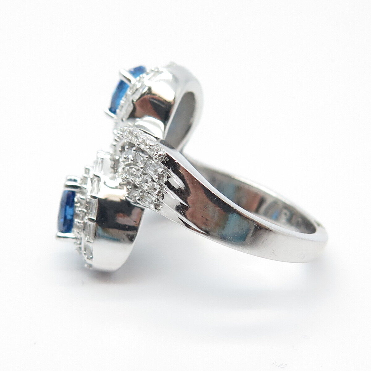 925 Sterling Silver White & Blue C Z Ring Size 8