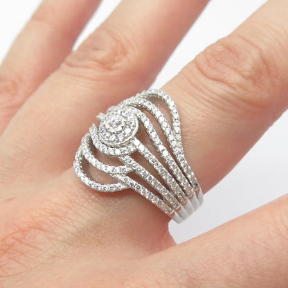 925 Sterling Silver Pave C Z Ring Size 8.25