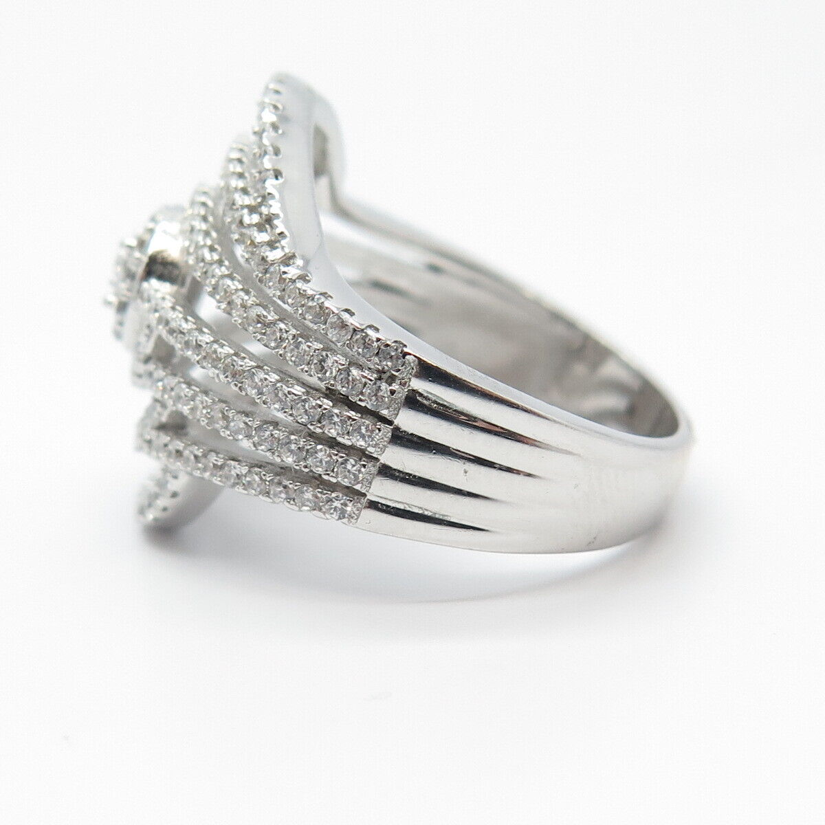 925 Sterling Silver Pave C Z Ring Size 8.25