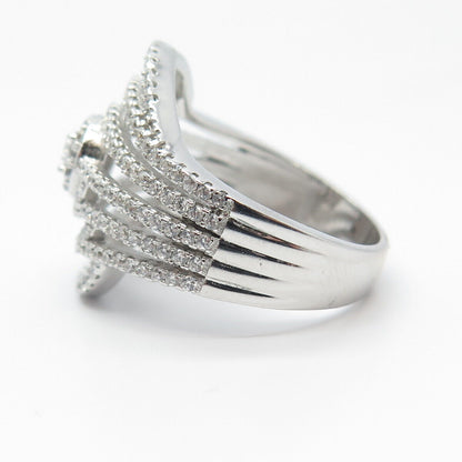 925 Sterling Silver Pave C Z Ring Size 8.25