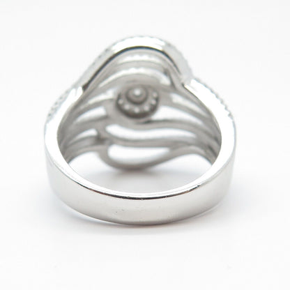 925 Sterling Silver Pave C Z Ring Size 8.25