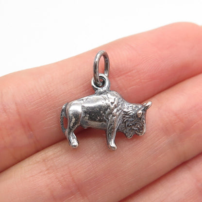 925 Sterling Silver Vintage Bull Minimalist Pendant