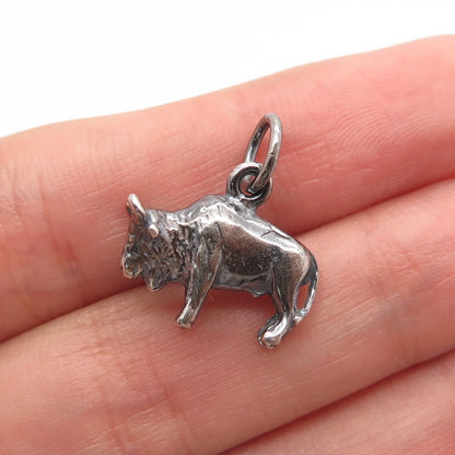 925 Sterling Silver Vintage Bull Minimalist Pendant