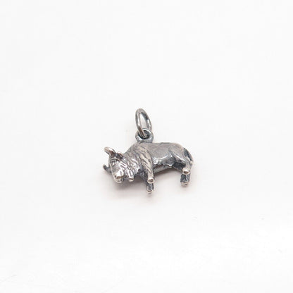 925 Sterling Silver Vintage Bull Minimalist Pendant