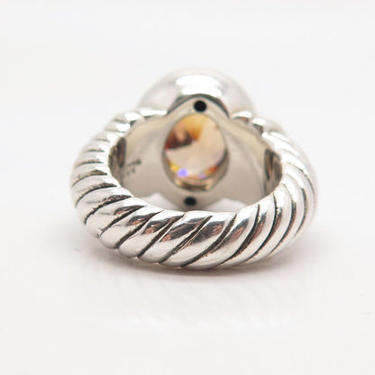 925 Sterling Silver Vintage C Z Twisted Ring Size 5.75