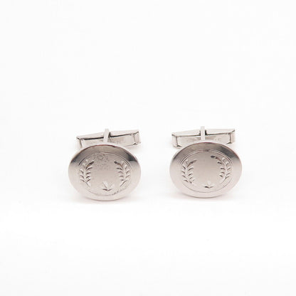 925 Sterling Silver Vintage Etched Round Cufflinks