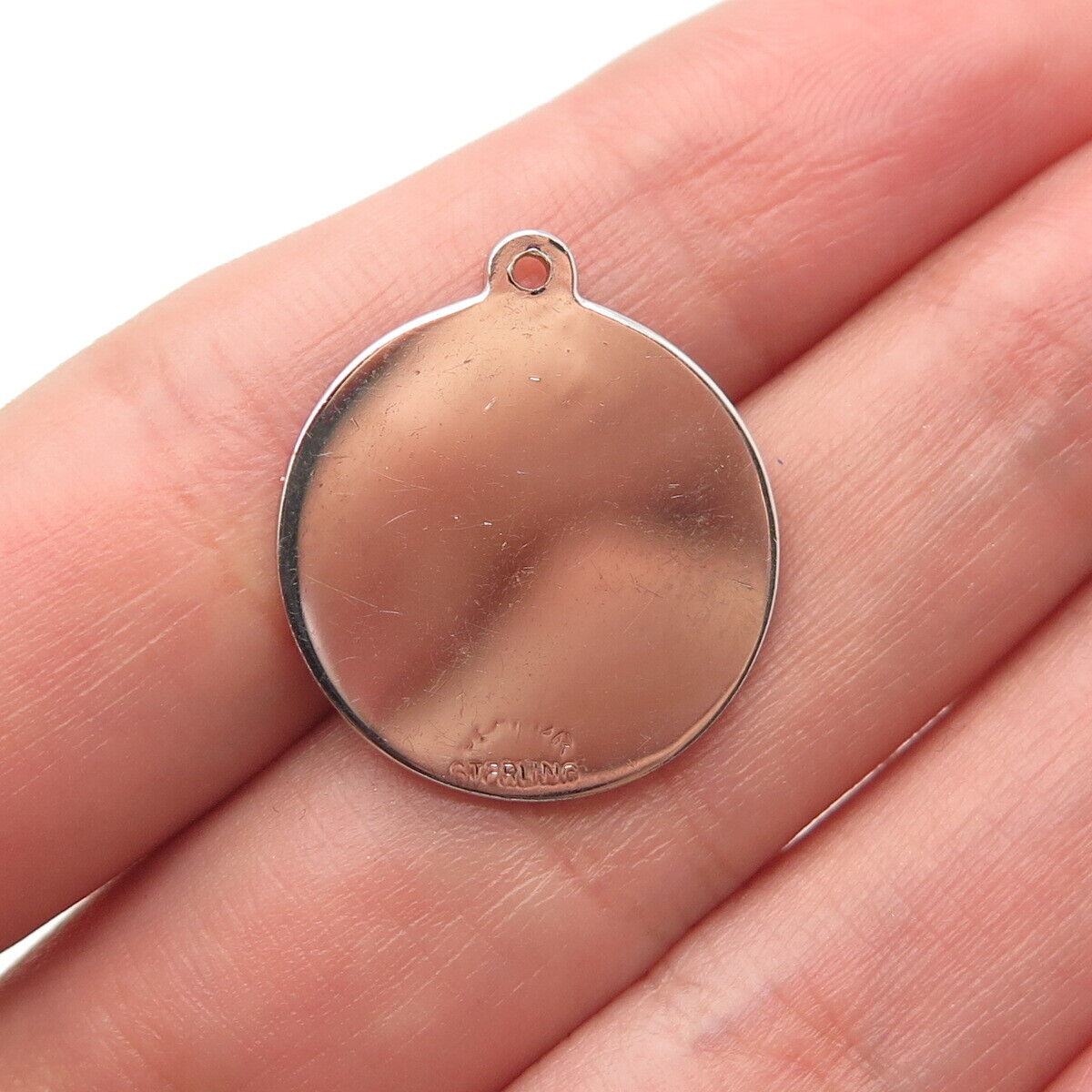 925 Sterling Silver Vintage "Mother" Heart Round Pendant