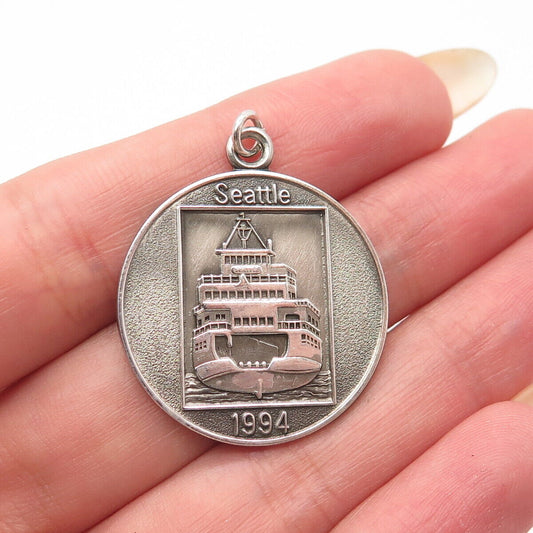 925 Sterling Silver Vintage "1994 Seattle" Liner Ship Pendant