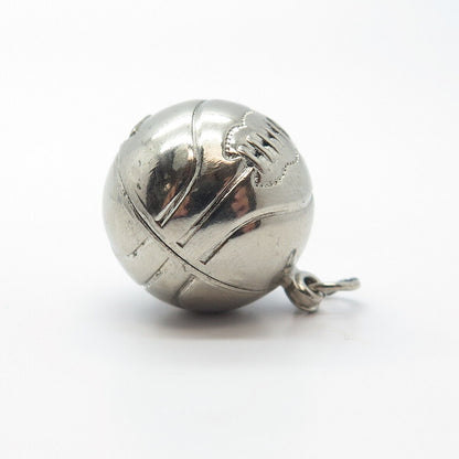 925 Sterling Silver Vintage P & B Basketball Charm Pendant