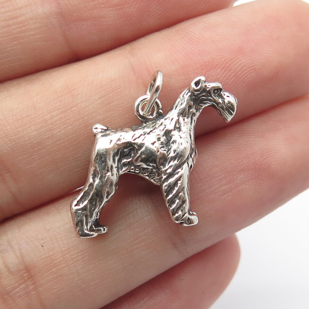 925 Sterling Silver Vintage Dog Charm Pendant