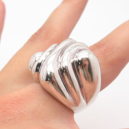 925 Sterling Silver Vintage Mexico Ribbed Ring Size 7.75