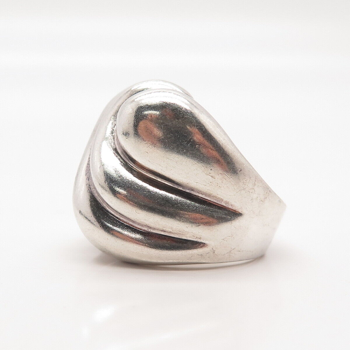 925 Sterling Silver Vintage Mexico Ribbed Ring Size 7.75