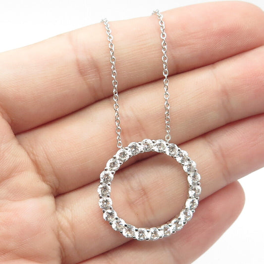 925 Sterling Silver C Z Circle Of Life Cable Chain Necklace 16"