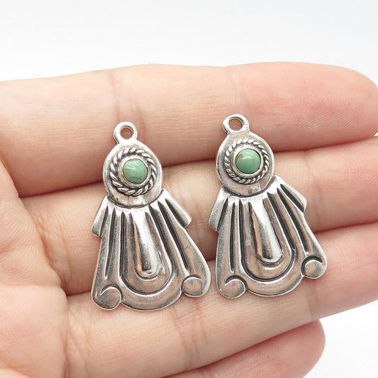 925 Sterling Silver Vintage Mexico Real Turquoise Gemstone Jacket Earrings