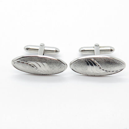 925 Sterling Silver Vintage Satin Finish Abstract Wings Oval Cufflinks