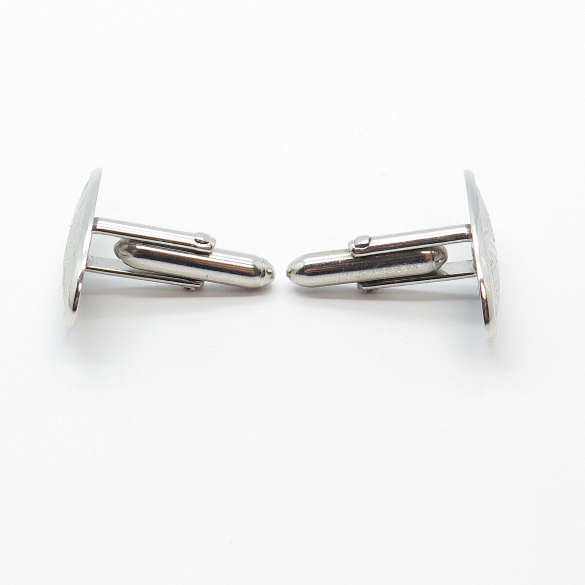 925 Sterling Silver Vintage Satin Finish Abstract Wings Oval Cufflinks