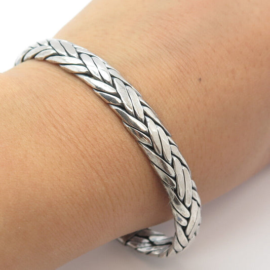 925 Sterling Silver Vintage Wheat Adjustable Cuff Bracelet 7.5”