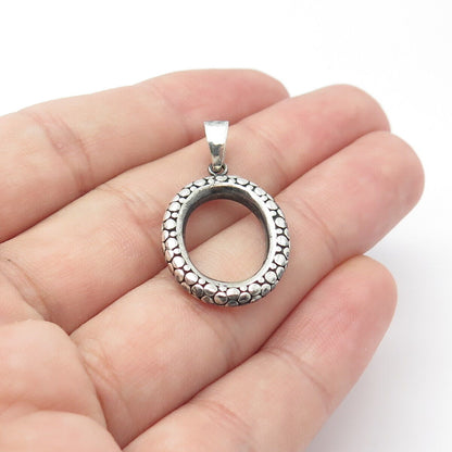 925 Sterling Silver Vintage Pebble Round Pendant