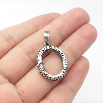 925 Sterling Silver Vintage Pebble Round Pendant