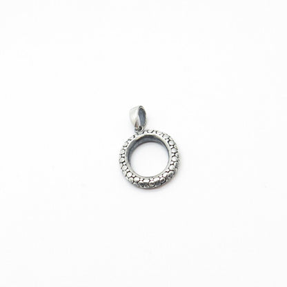 925 Sterling Silver Vintage Pebble Round Pendant