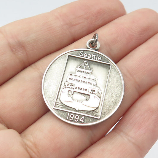 925 Sterling Silver Vintage "1994 Seattle" Liner Ship Charm Pendant