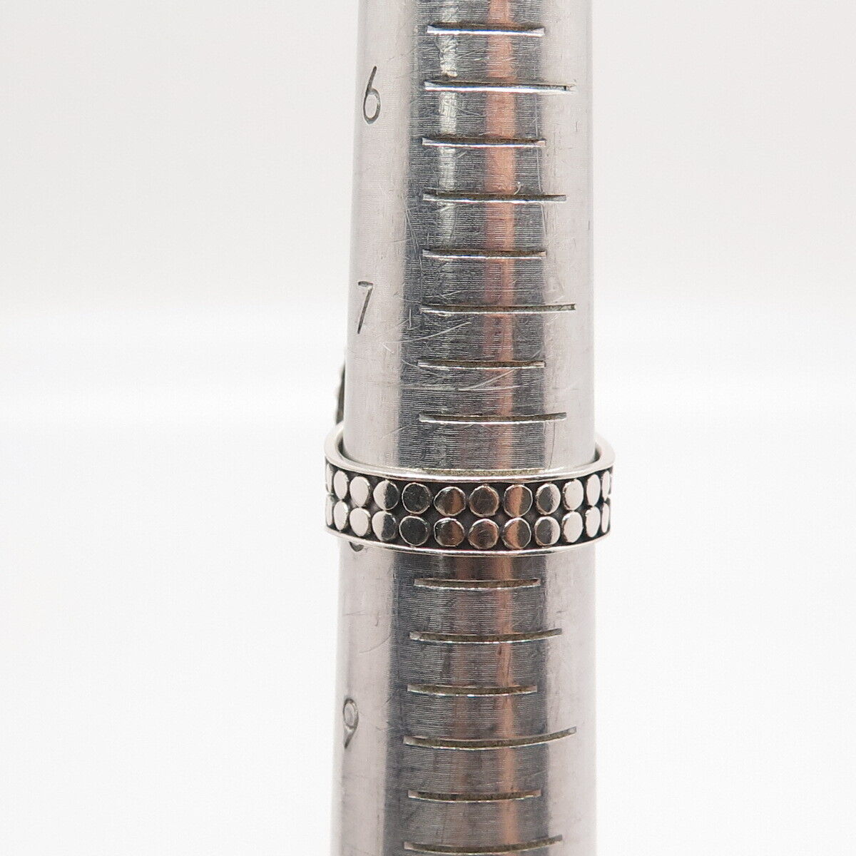 925 Sterling Silver Vintage AF Rose Quartz Beaded Oval Statement Ring Size 8