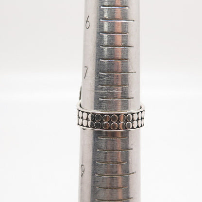 925 Sterling Silver Vintage AF Rose Quartz Beaded Oval Statement Ring Size 8