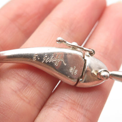 925 Sterling Silver Vintage E. Schiff Modernist Chain Necklace 16"