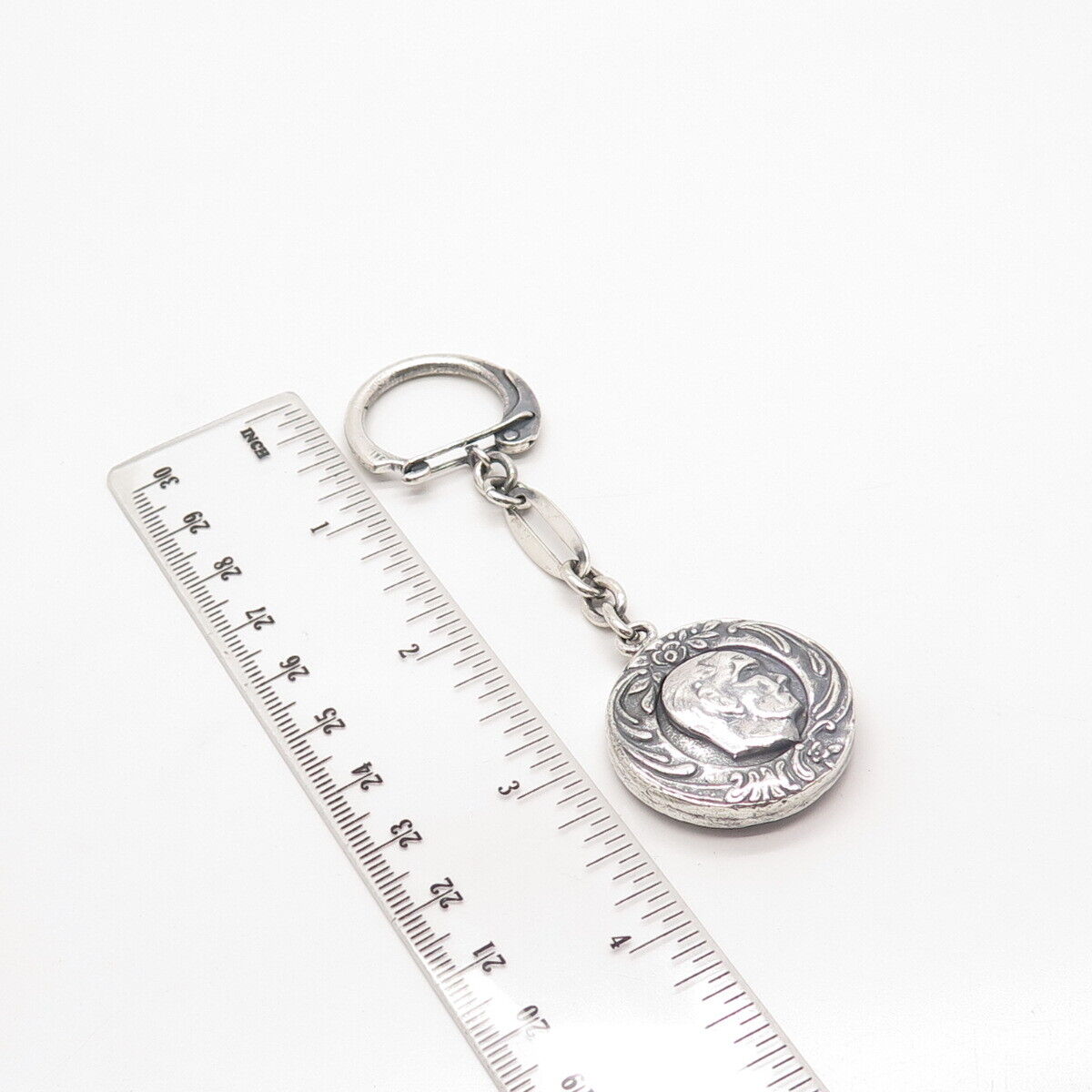 900 Silver Vintage Man Profile Key Chain Ring