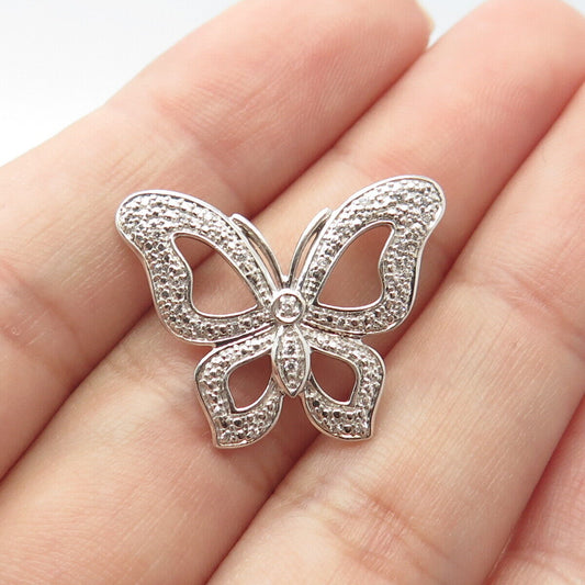 925 Sterling Silver C Z Butterfly Slide Pendant