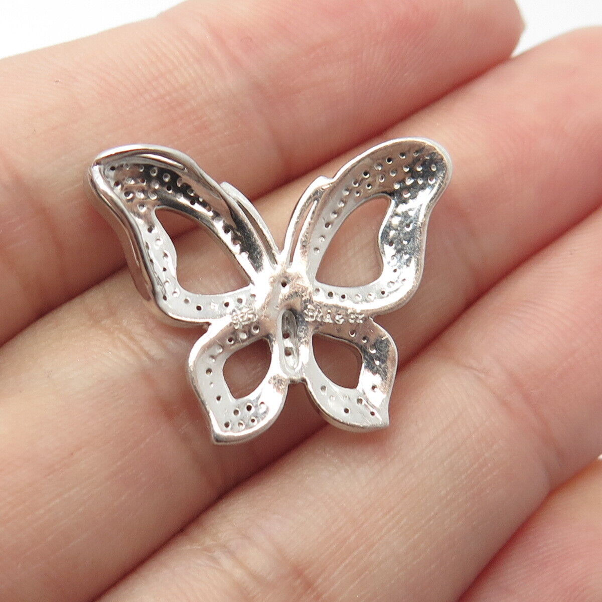 925 Sterling Silver C Z Butterfly Slide Pendant