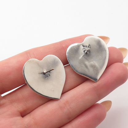 925 Sterling Silver Vintage ZINA Heart Stud Earrings