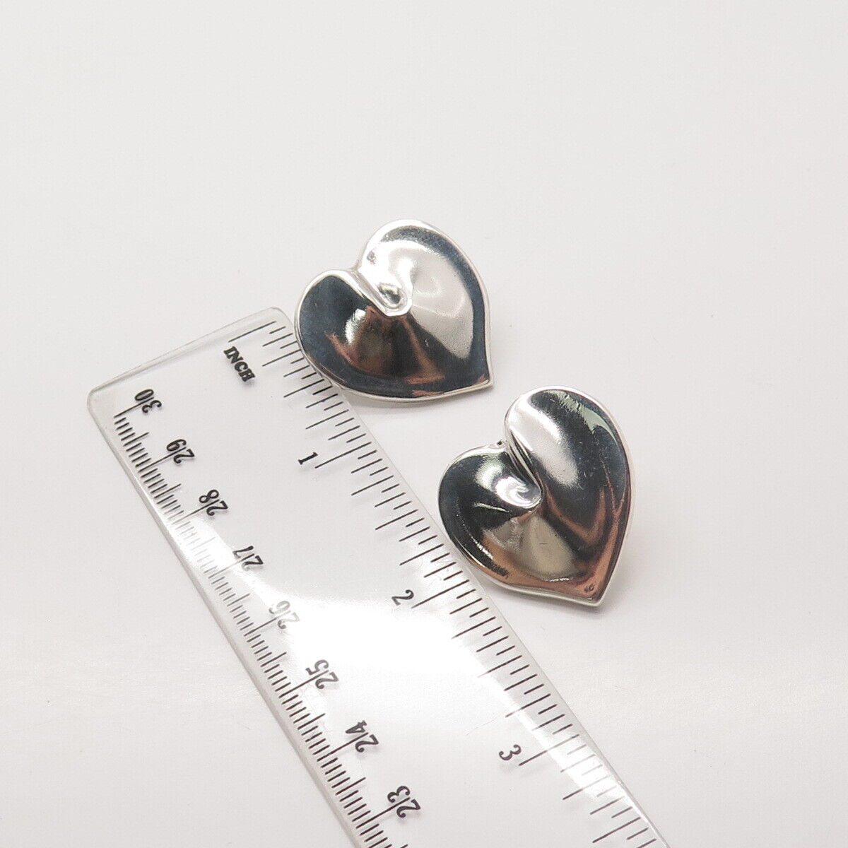 925 Sterling Silver Vintage ZINA Heart Stud Earrings